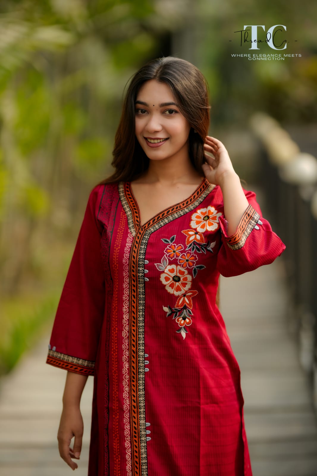 Cherry Cola deep maroon traditional three piece set - Thread Co.