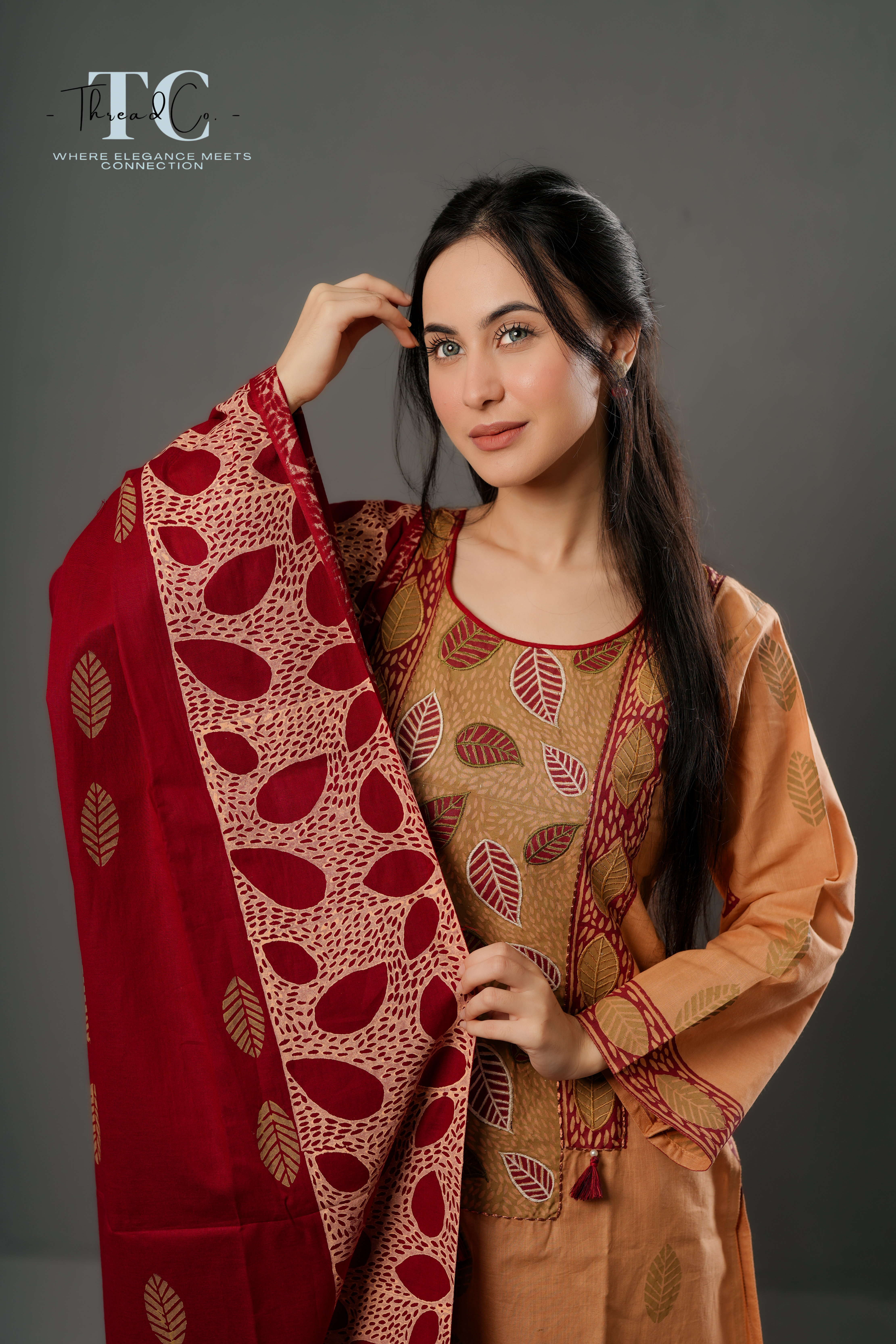 Leaf Grace green botanical print women's set - Thread Co.